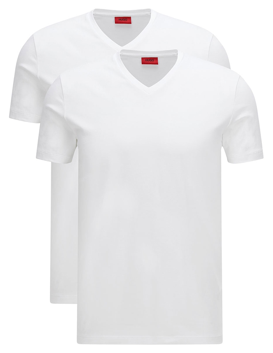 Set de playeras HUGO corte slim fit cuello V blanca