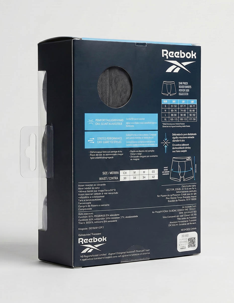 Bóxer reebok de algodón para hombre 3 piezas