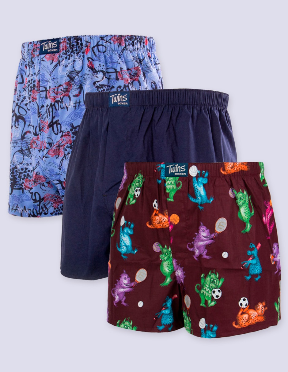 Set bóxer Twins de algodón para hombre 3 piezas